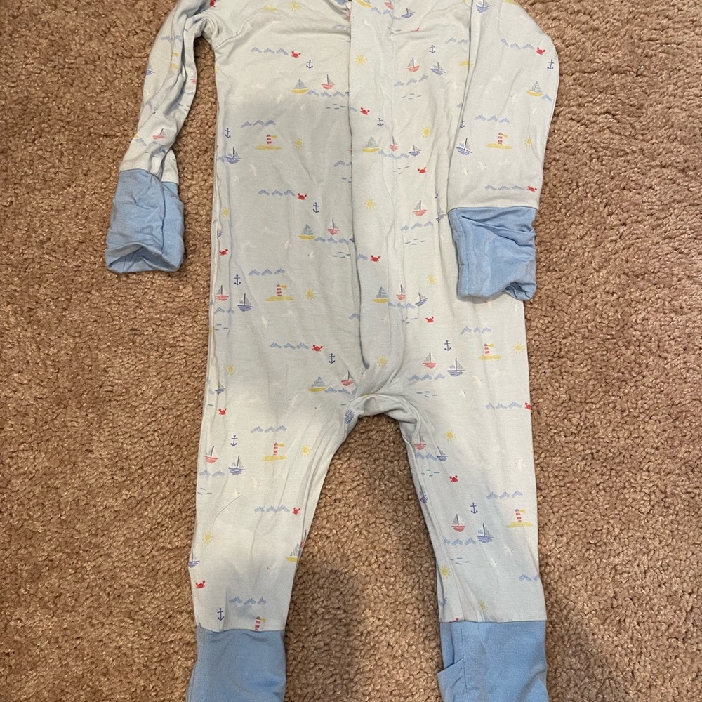 Blue Sailboat Print Kids One Piece